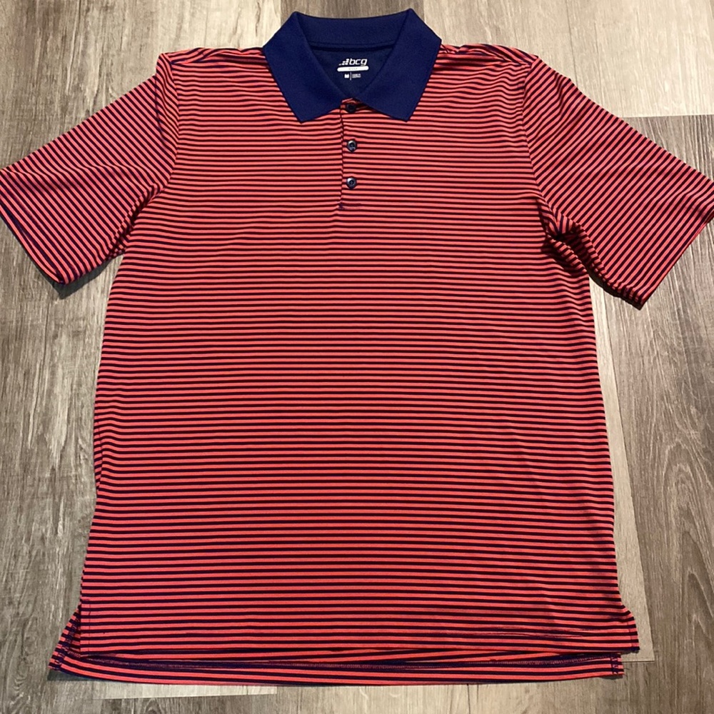 bcg golf mens pink and navy colors shirt size M